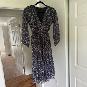 Madewell Cinched Waist Floral Tiered Midi Dress
